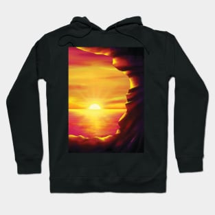 Sunset under cliff landscape Hoodie